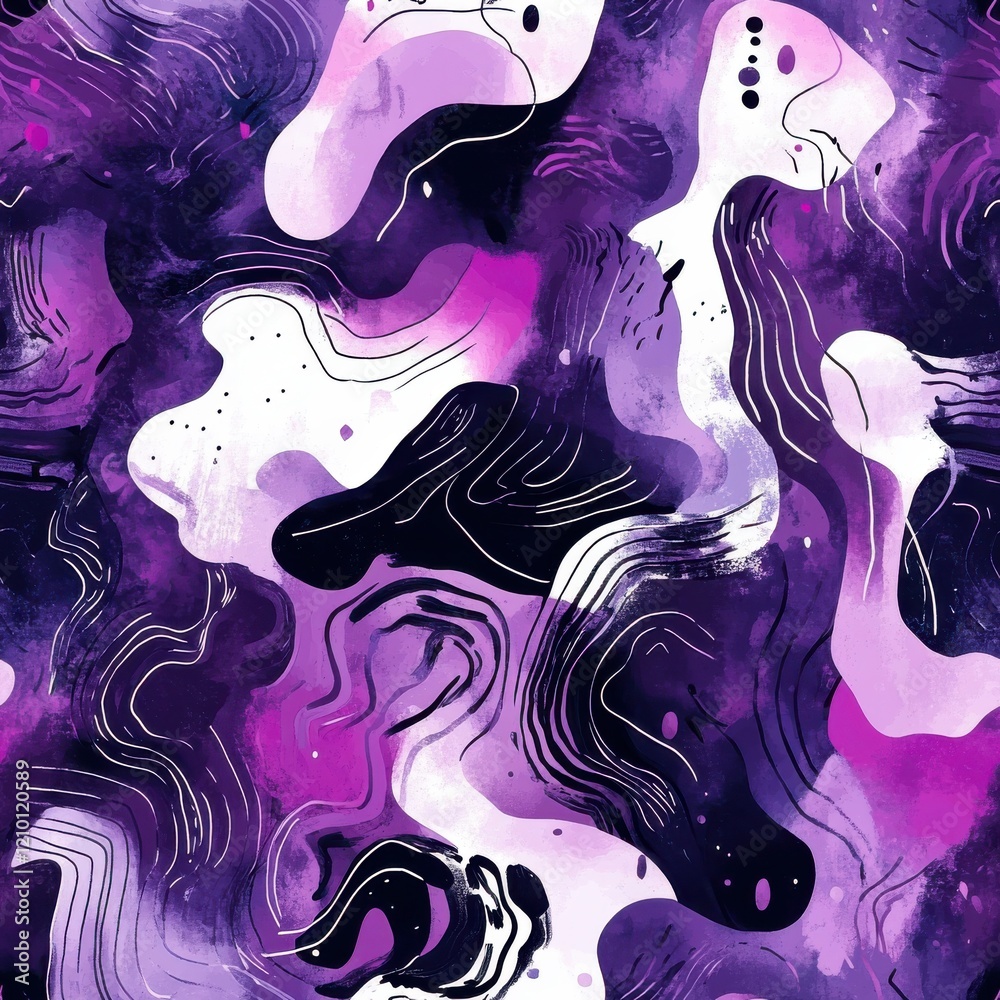 Aufkleber Dynamic watercolor doodle designs capturing abstract forms and vibrant colors in a creative display of artistic expression