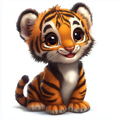 Obraz premium Cute tiger cub smiling with happy expression