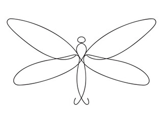 Dragonfly continuous one line art drawing of outline. vector illustration
