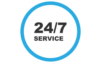 24 7 with simple circle shape vector image, png circle image with 24/7 in blue	