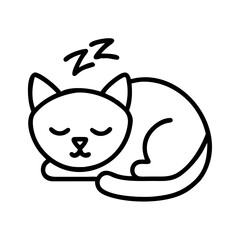 cat sleeping icon, cat sleeping line art - simple line art of cat sleeping, perfect for cat sleeping logos and icons