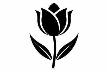 Tulip Flower Icon - Black Silhouette Vector Illustration.