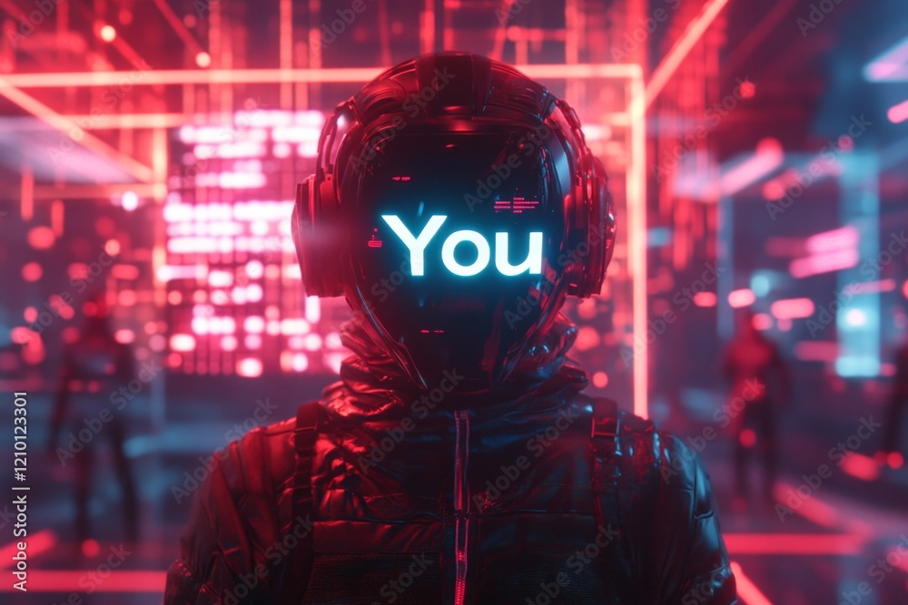 Poster a futuristic scene with the word 
