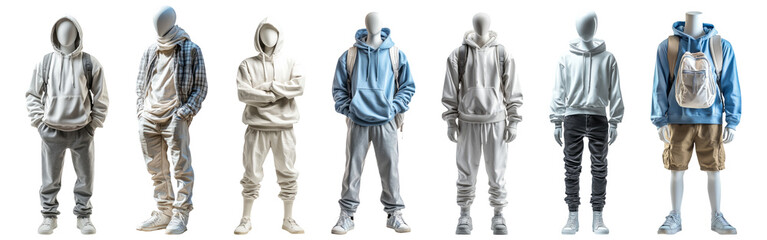 Fototapeta premium Isolated Collection of Casual Apparel on Transparent Background