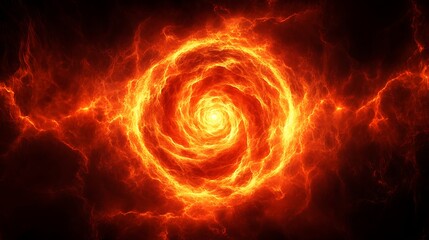 Fototapeta premium Blazing Vortex: A fiery vortex of incandescent energy explodes outwards, creating a mesmerizing spectacle of swirling flames and molten light. 