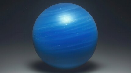A smooth, blue sphere with subtle shading, resembling a planet, illuminated against a dark background.