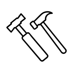 chisel and hammer icon, chisel and hammer line art - simple line art of chisel and hammer, perfect for chisel and hammer logos and icons