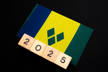 2025, Saint Vincent and the Grenadines flag with date block, Concept, Important events for Saint...
