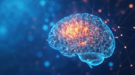 Obraz premium Digital Brain with Glowing Connections