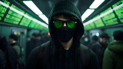 Cyberpunk Subway Commuter