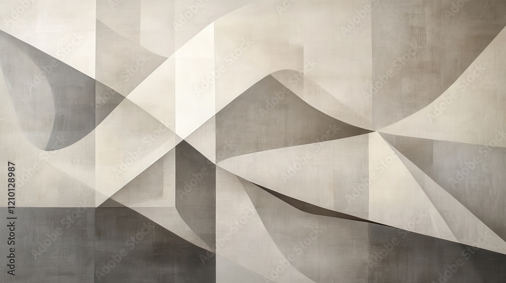 Poster Overlapping geometric layers create a serene composition in pale tones and soft textures