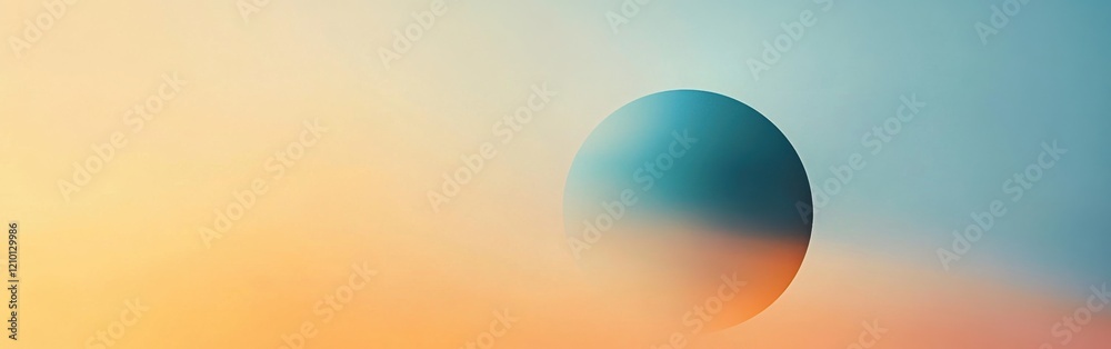 Poster soft pastel gradient transitioning from blue to amber with a circular shape suggesting a celestial b