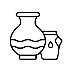 clay pottery icon, clay pottery line art - simple line art of clay pottery, perfect for clay pottery logos and icons