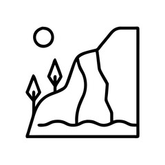 cliff icon, cliff line art - simple line art of cliff, perfect for cliff logos and icons