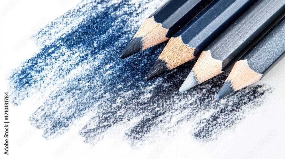 Poster Elegant pencil strokes and washes create a beautiful gradient effect on textured paper in a creative workspace