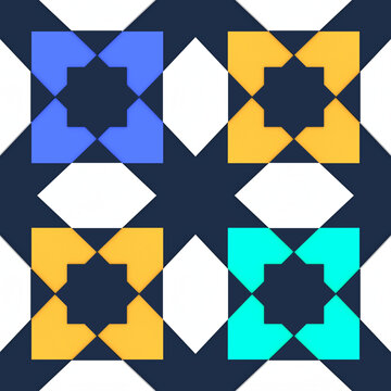 Colorful Traditional Algerian Zellige Pattern seamless Decorative 