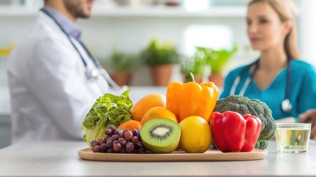 A doctor discussing a healthy lifestyle with a patient.