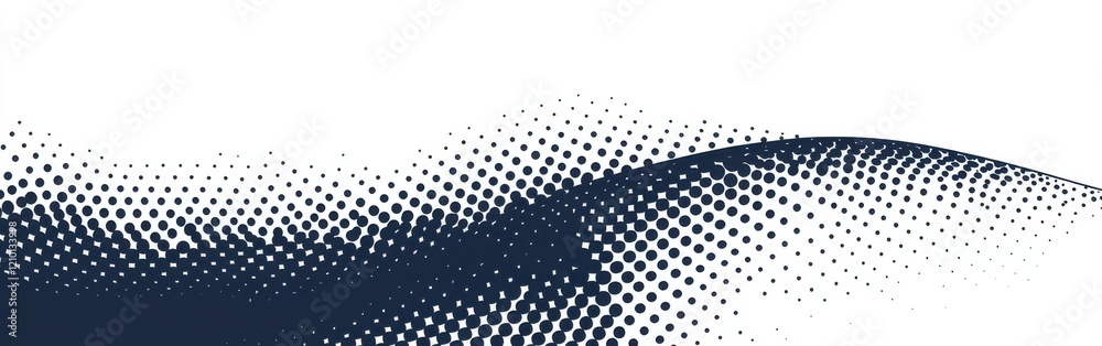 Fototapete bold halftone dots create dynamic wave patterns in shades of navy blue on a white background
