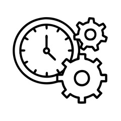 clock with gears icon, clock with gears line art - simple line art of clock with gears, perfect for clock with gears logos and icons