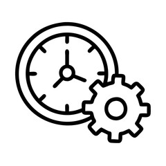 clock with gears icon, clock with gears line art - simple line art of clock with gears, perfect for clock with gears logos and icons