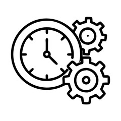 clock with gears icon, clock with gears line art - simple line art of clock with gears, perfect for clock with gears logos and icons