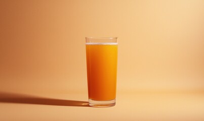 Delicious homemade kvass in a tall glass against a muted amber background