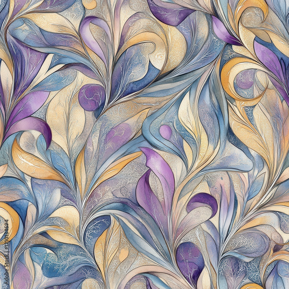 Aufkleber Intricate doodle drawings featuring colorful flowing patterns in various shades creating a whimsical design