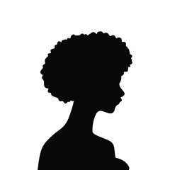 Black Woman Minimalist Design. Side View. Celebrating African Heritage, Empowerment, and Cultural Beauty.