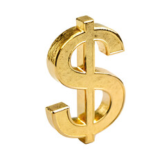Obraz premium golden dollar symbol isolated on white background PNG.AI GENERATED