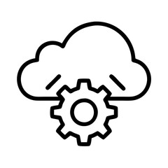 cloud development icon, cloud development line art - simple line art of cloud development, perfect for cloud development logos and icons