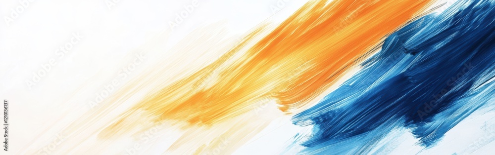 Poster vibrant abstract pencil strokes create a dynamic background in shades of orange and blue