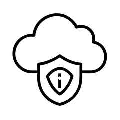 cloud security icon, cloud security line art - simple line art of cloud security, perfect for cloud security logos and icons