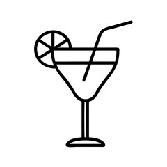 cocktail glass icon, cocktail glass line art - simple line art of cocktail glass, perfect for cocktail glass logos and icons