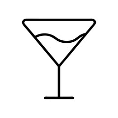 cocktail glass icon, cocktail glass line art - simple line art of cocktail glass, perfect for cocktail glass logos and icons