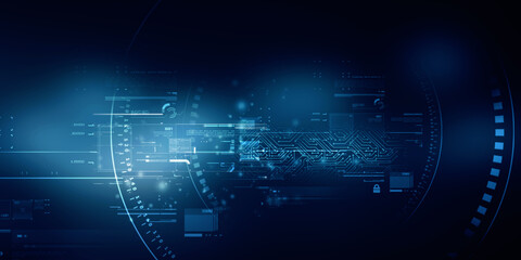 2d illustration Abstract futuristic electronic circuit technology background
