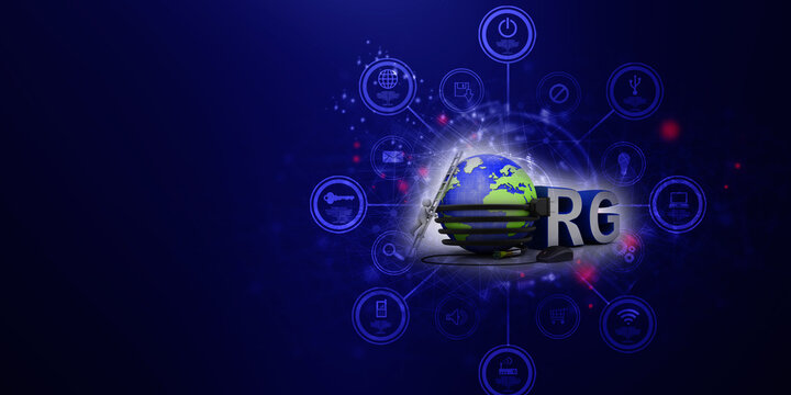 
3d illustration Internet domain org With optical cable connected mouse
