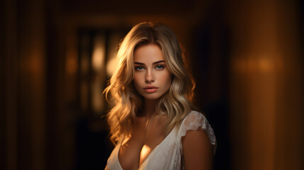 Fototapeta premium Serene Woman in White Dress