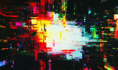 Realistic effect glitch black noise Signal error Background