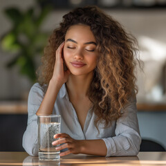 Serene Moment with a Glass of Water