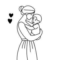 Mother and child Outline