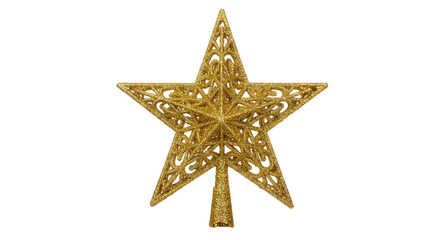  Golden Christmas Tree Star Topper PNG Transparent Background