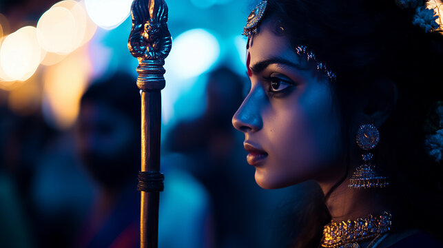 Thaipusam celebration, Goddess Parvati gave a spear (Vel) to Lord Murugan to defeat the demon Soorapadman. Ai generated images