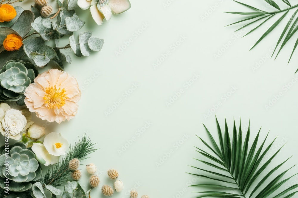 Poster A playful 2D drawing of a yucca plant surrounded by small desert critters, set on a clean white canvas with soft shadows