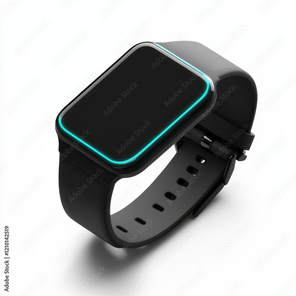 Aufkleber modern black smartwatch with glowing display showcases sleek design for fitness enthusiasts and tech