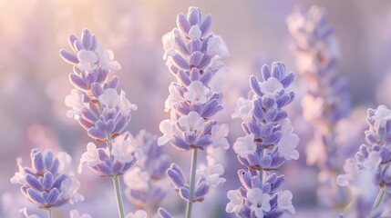 Delicate Lavender Blossoms Bathed in Soft Sunlight