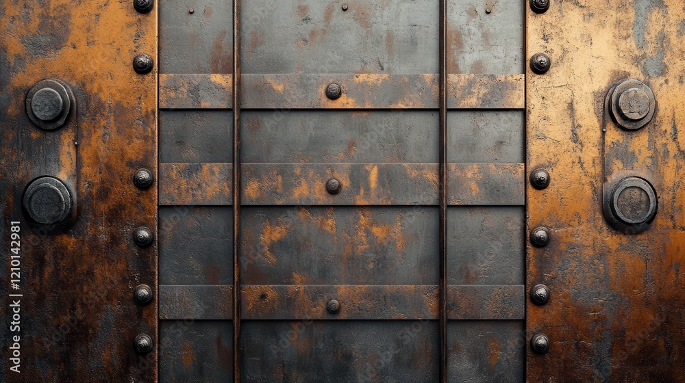 Poster Metallic surface featuring deep gray hues with textured patterns and subtle rust details