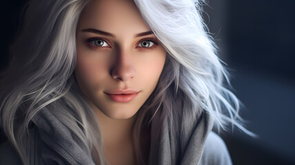Fototapeta premium Serene Portrait of a Woman with White Hair
