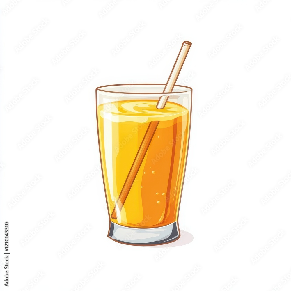 Poster freshly squeezed orange juice served in a tall glass with a straw for a refreshing drink experience