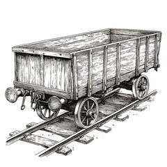 Vintage wooden railway freight wagon on tracks.
