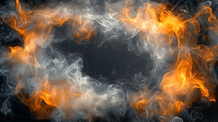 Fototapeta premium Captivating Circle of Fire Glowing Brightly Against a Deep Black Background Evoking Intense Energy